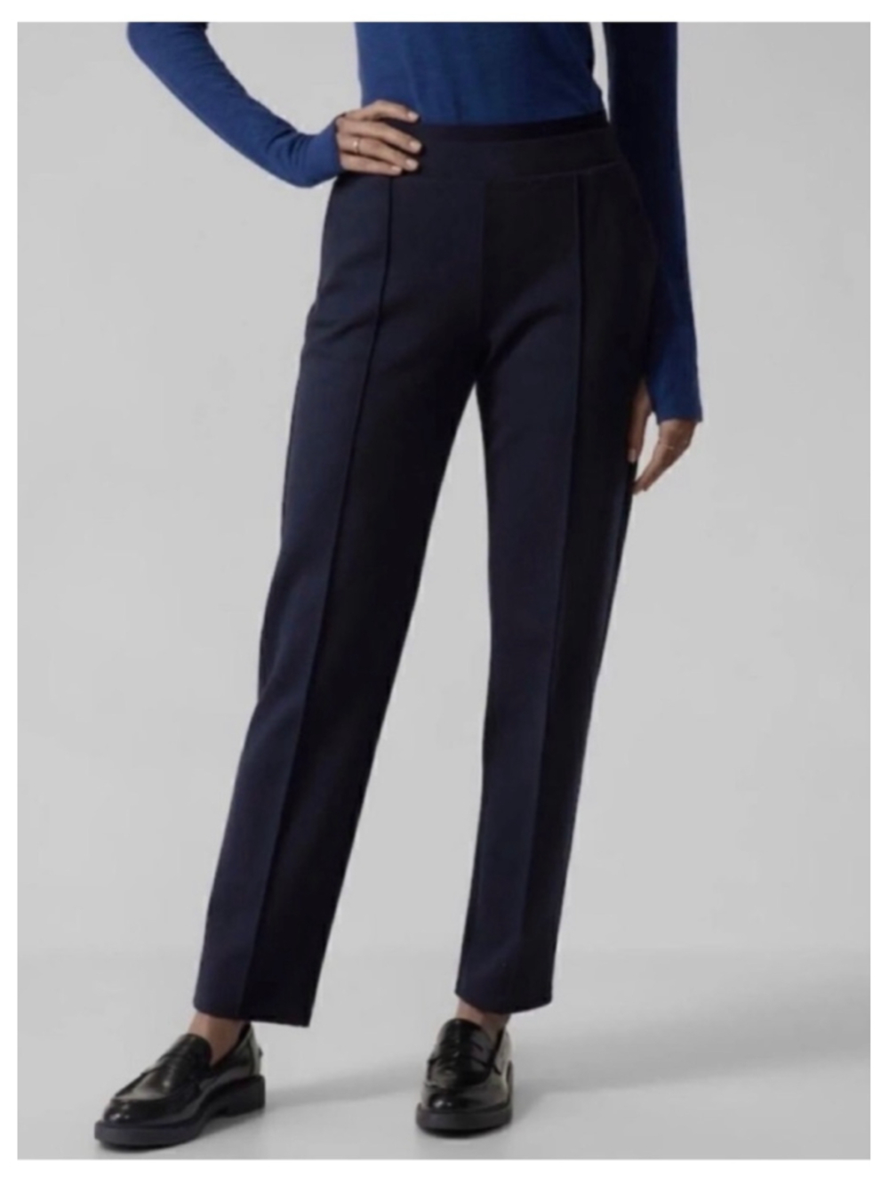Women's Athleta Venice Pintuck Navy Trousers Size 6 Cropped